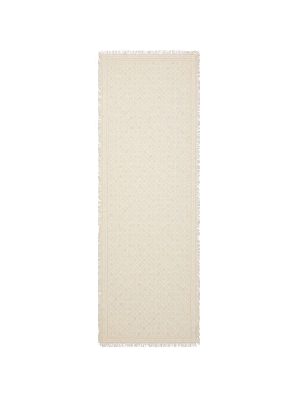 TORY BURCH Foulard lungo T Monogram floreale in lana seta e cashmere 