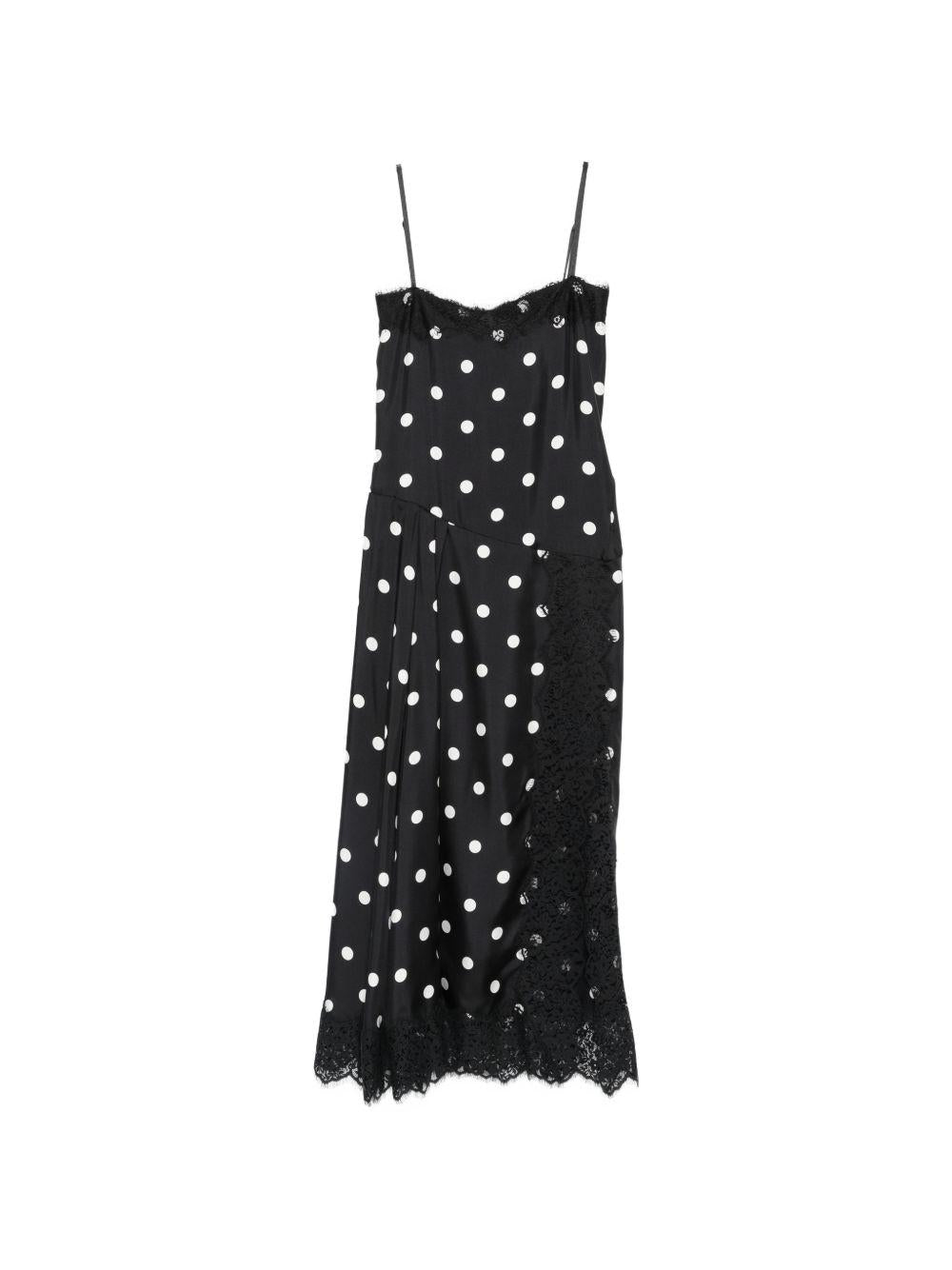 SPORTMAX Abito midi Capo in seta a pois nero 