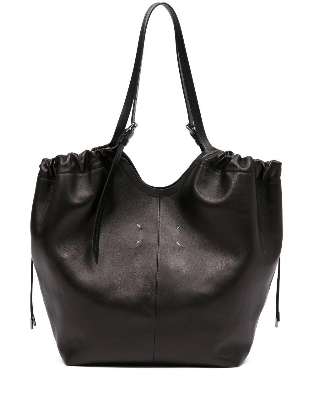 MAISON MARGIELA Borsa tote nera con coulisse 