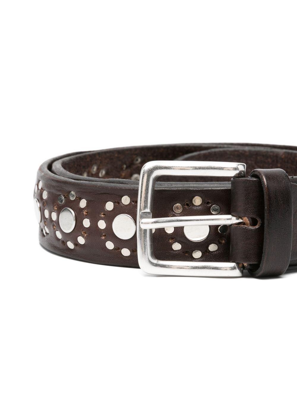 ALBERTO LUTI Cintura in pelle color testa di moro con borchie 