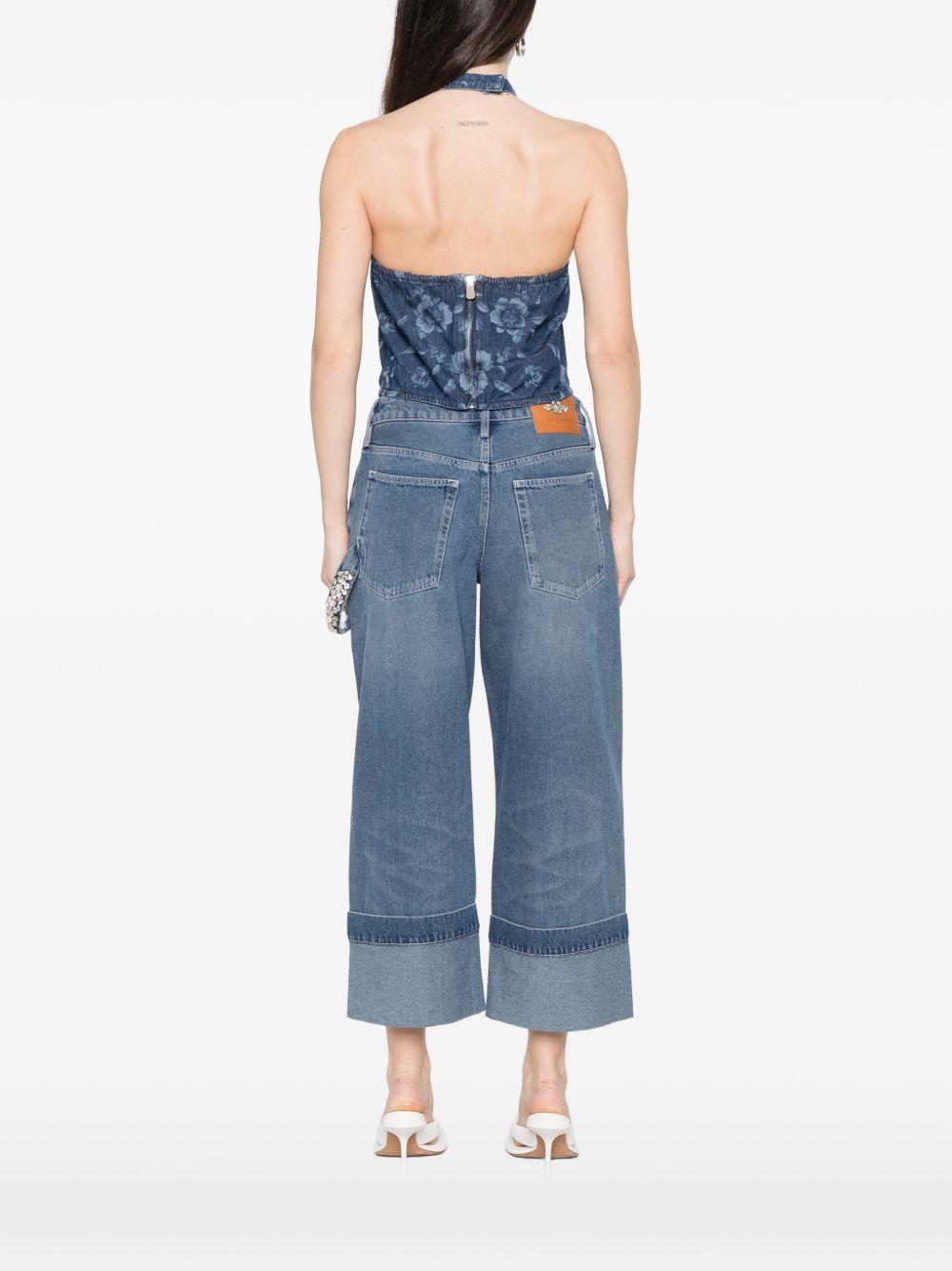 PINKO Top Urlo in denim con scollo halter 