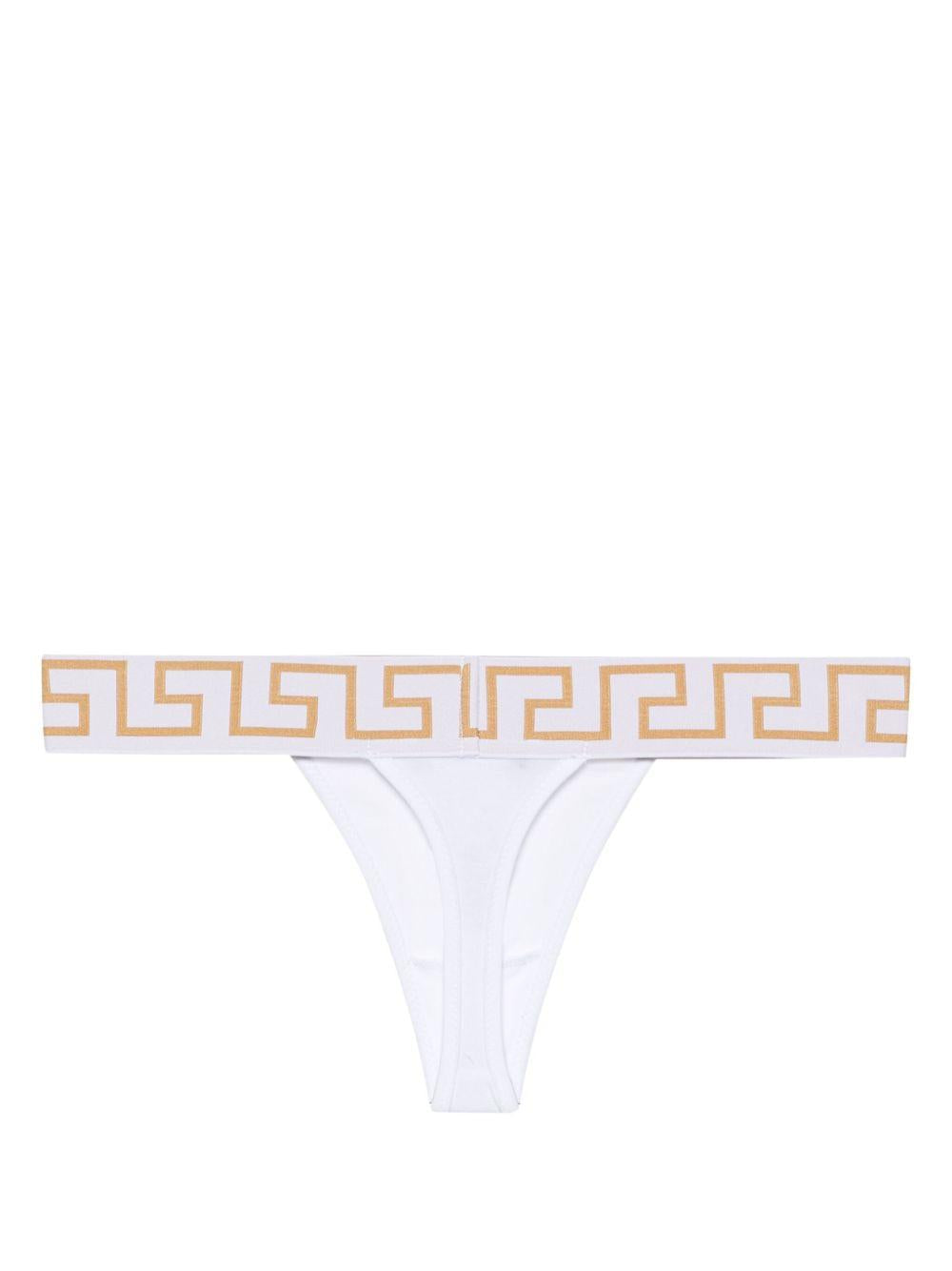 VERSACE Slip in cotone bianco con motivo greco 