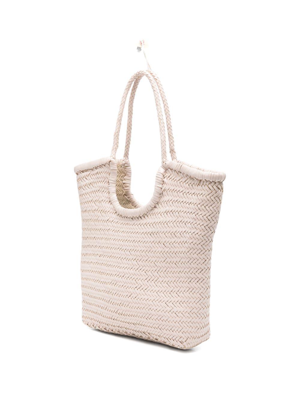 DRAGON DIFFUSION Borsa shopping Diagonal beige in pelle intrecciata 
