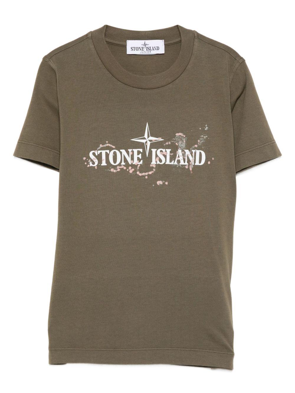 STONE ISLAND T-shirt in cotone con stampa 