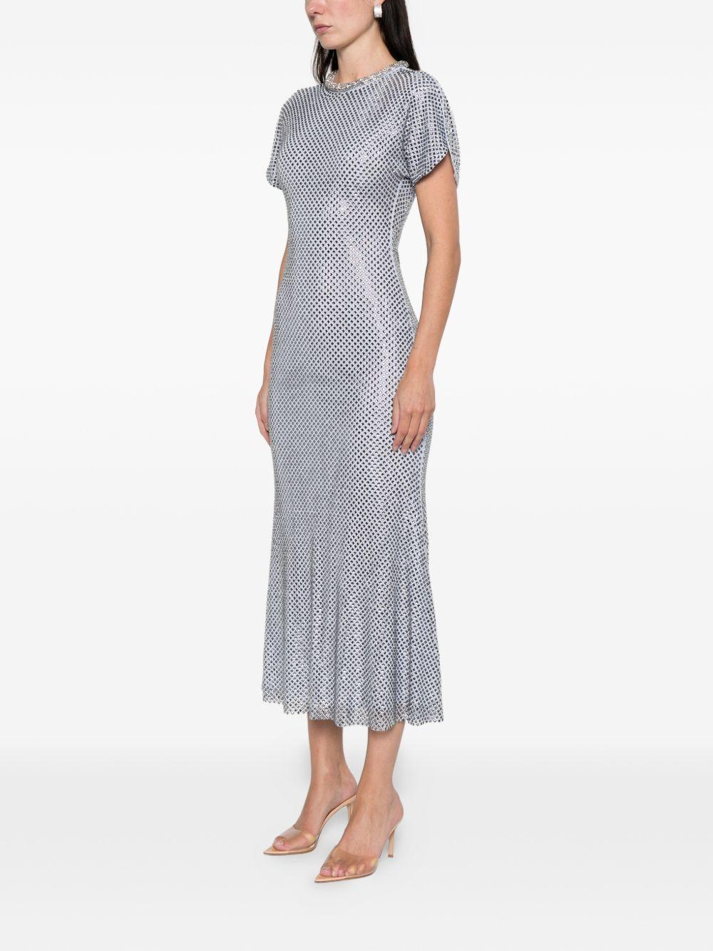 SELF PORTRAIT Abito midi blu con strass 