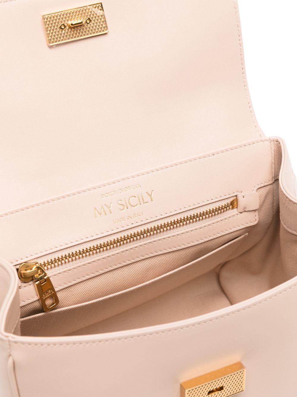 DOLCE e GABBANA Borsa a mano My Sicily in pelle di vitello plongé nude con tracolla removibile 