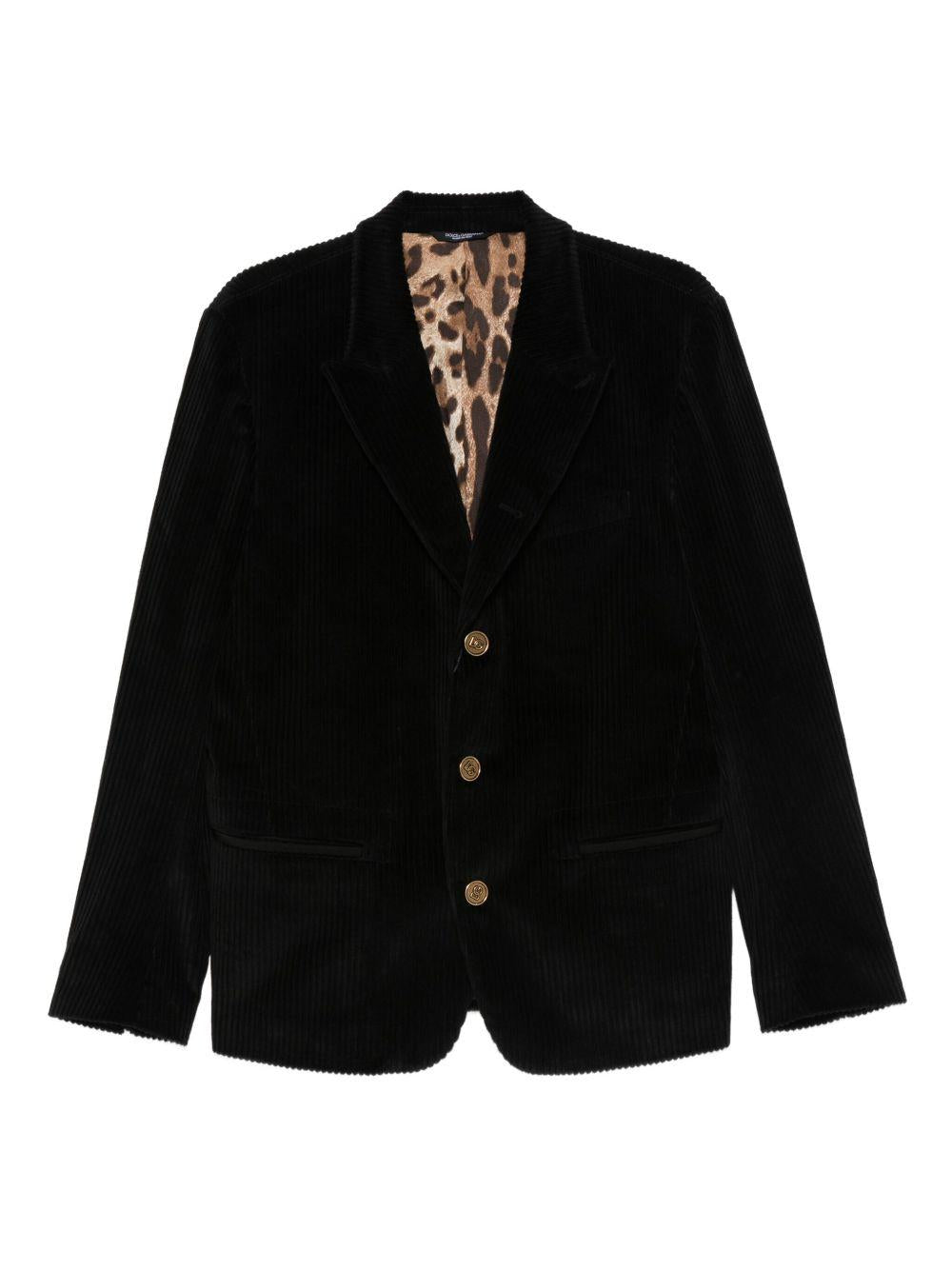 DOLCE e GABBANA Blazer monopetto nero a costine 