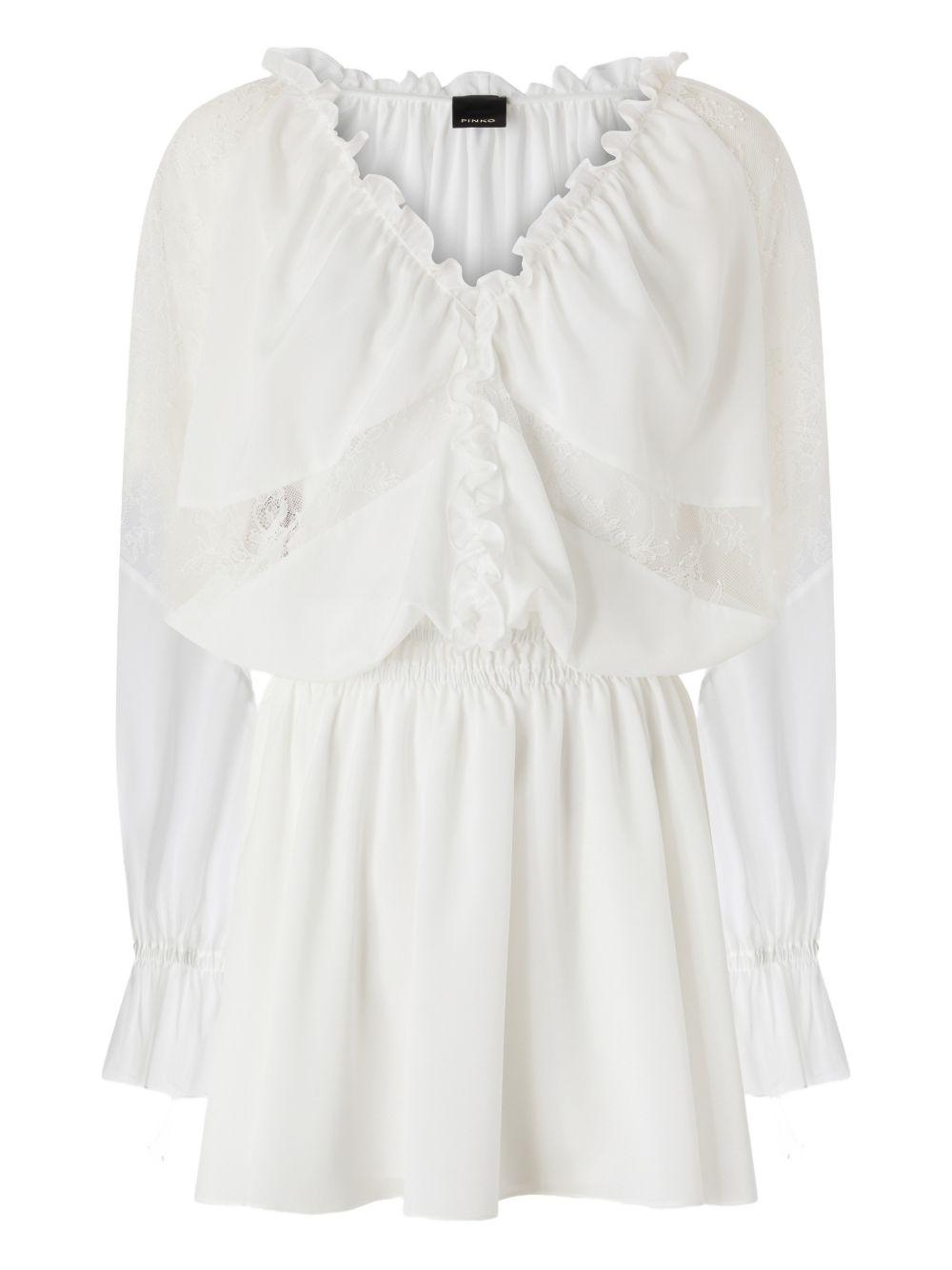 PINKO Abito corto Aggie in cotone bianco con pizzo 