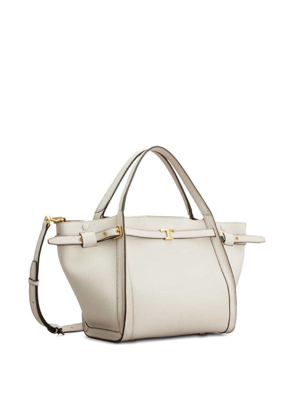 TODS Borsa shopping bianca con fibbia dorata 