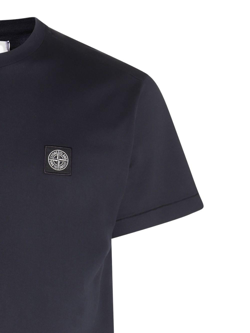 STONE ISLAND T-shirt in cotone blu con logo 