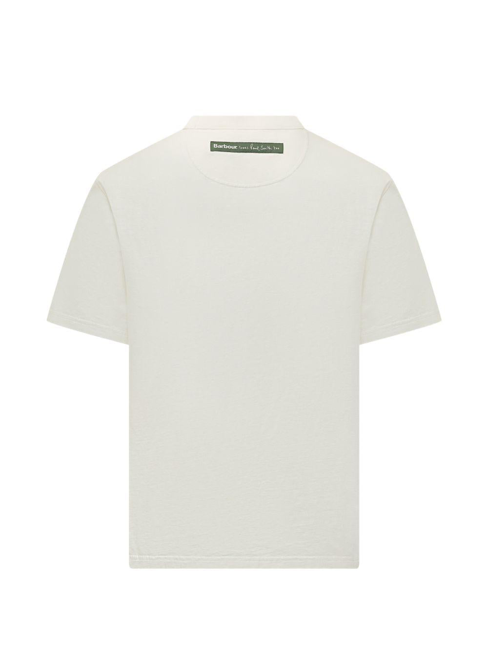 BARBOUR T-shirt bianca con pesce e giacca 