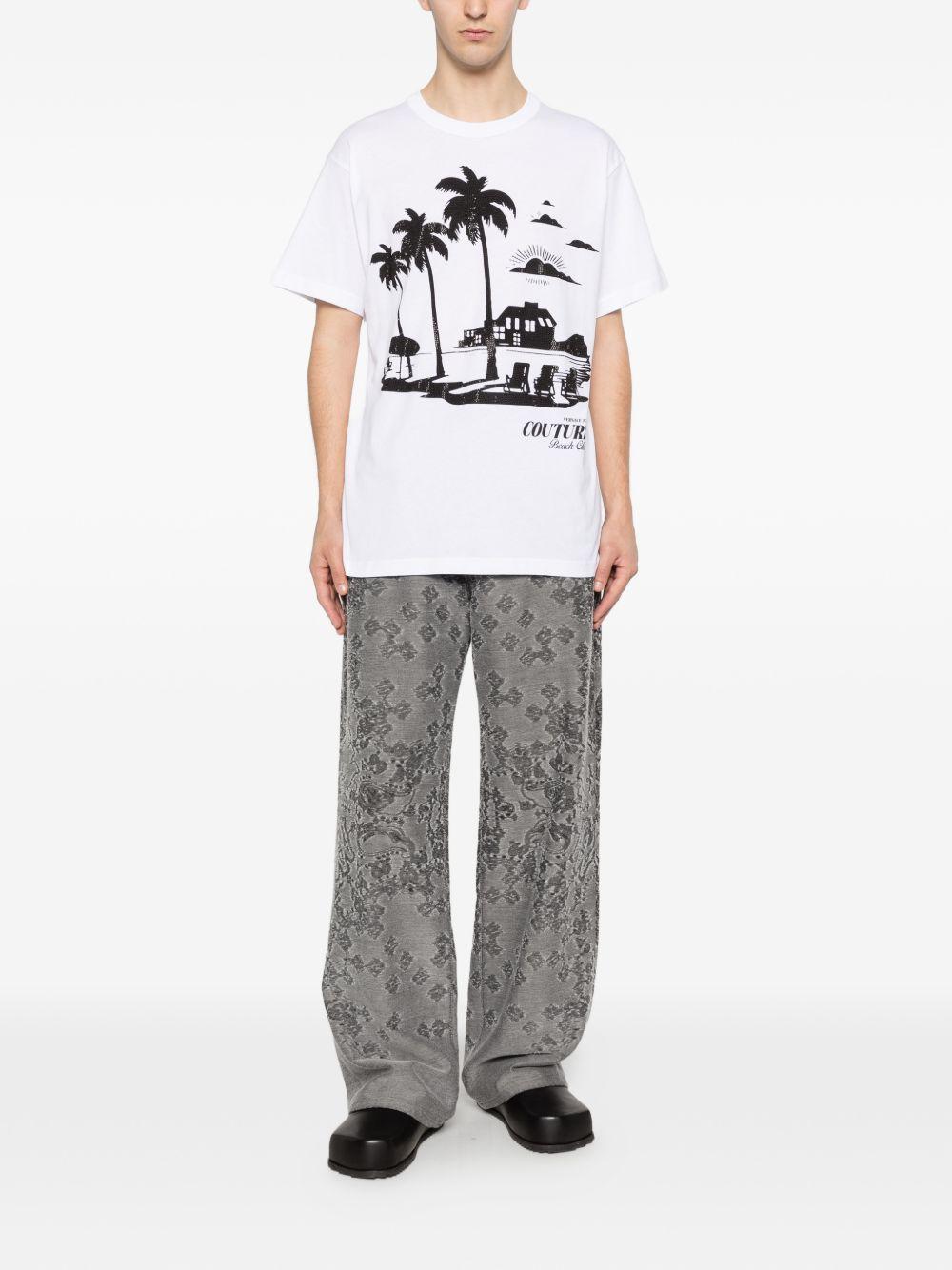 VERSACE JEANS COUTURE T-shirt in cotone bianco con stampa 