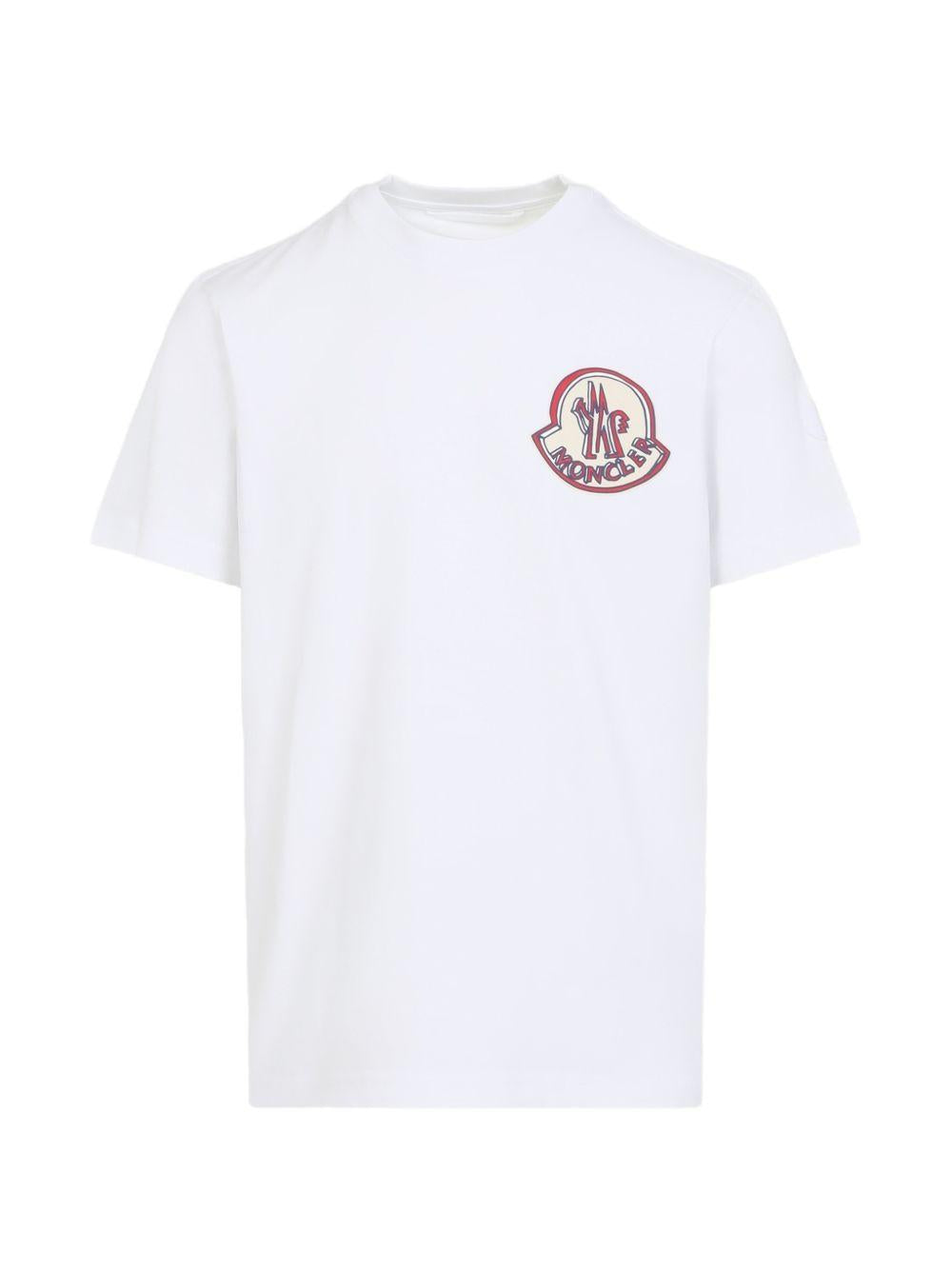 MONCLER T-shirt bianca in cotone con logo 