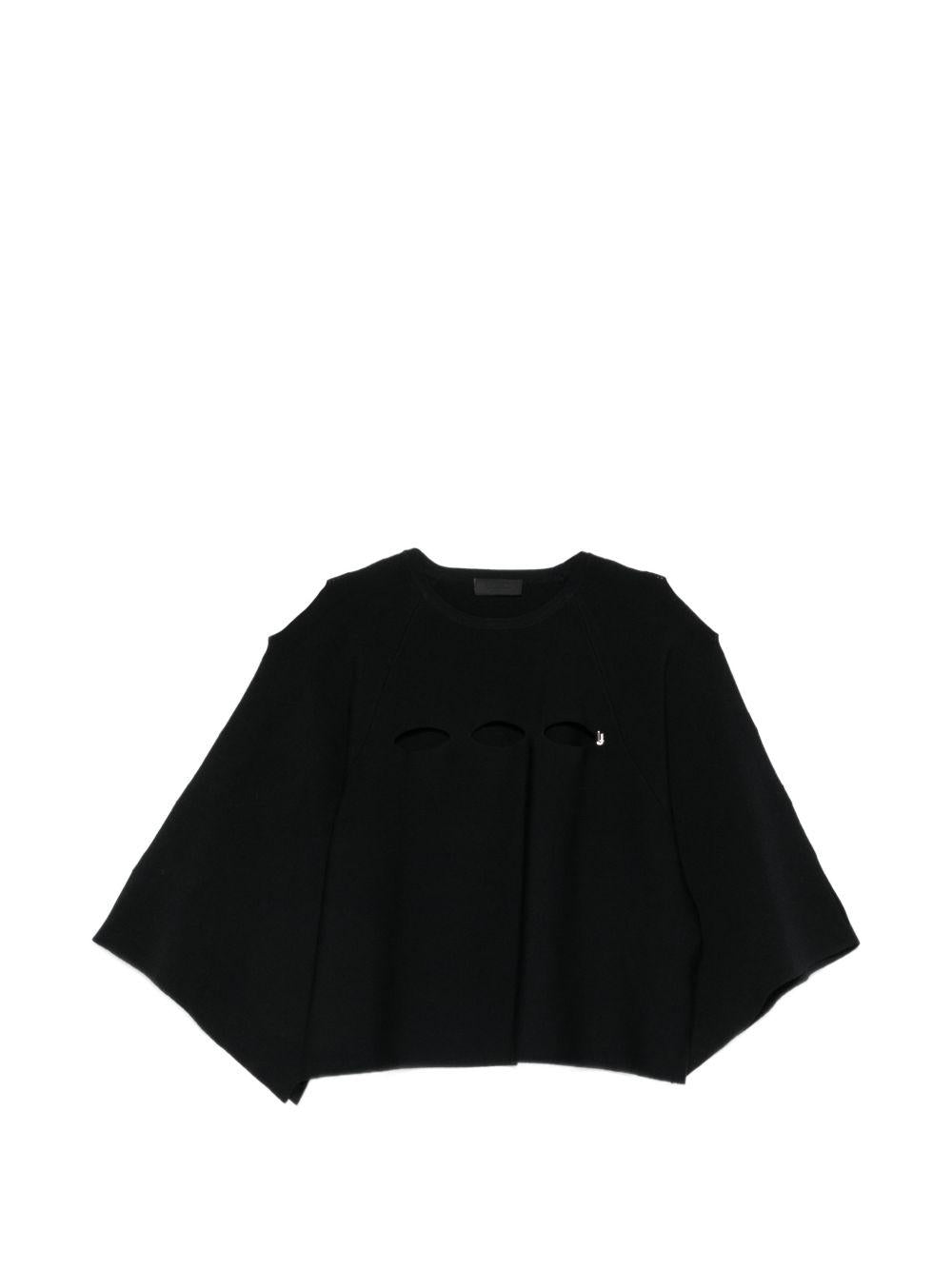 LIUJO T-shirt nera con maniche over a 3/4 