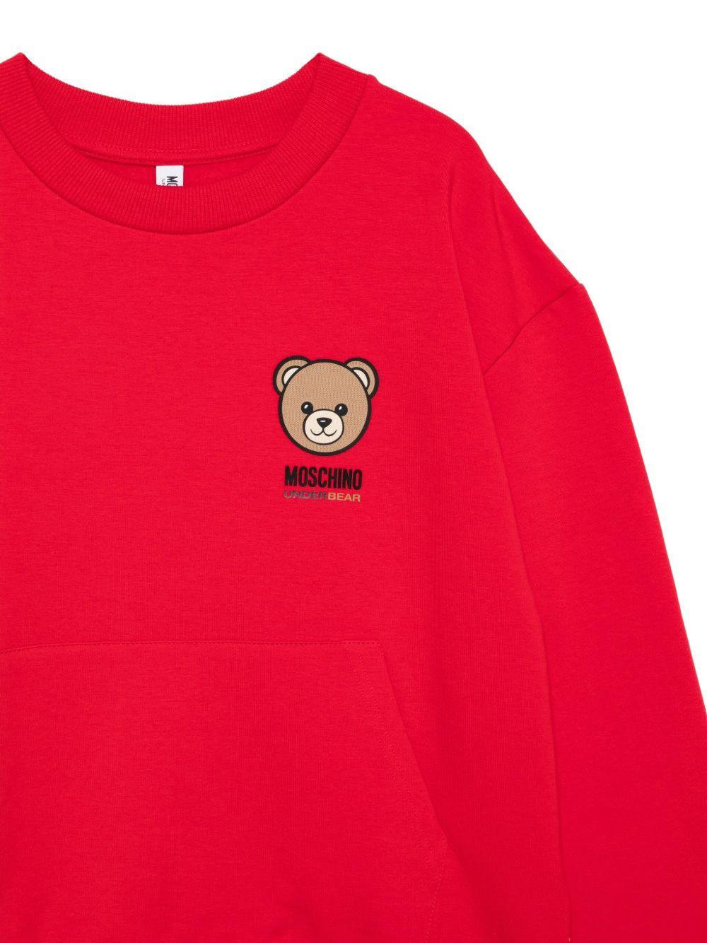 MOSCHINO UNDERWEAR Felpa Teddy Bear in cotone rosso 