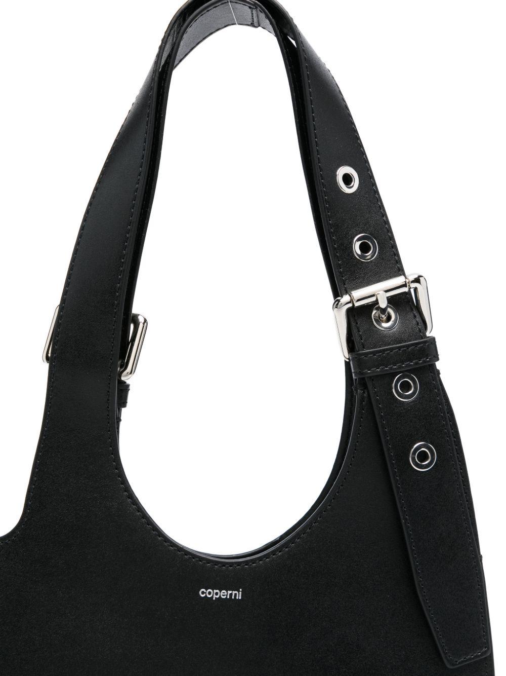 COPERNI Borsa a spalla a cuore in pelle nera con fibbia 