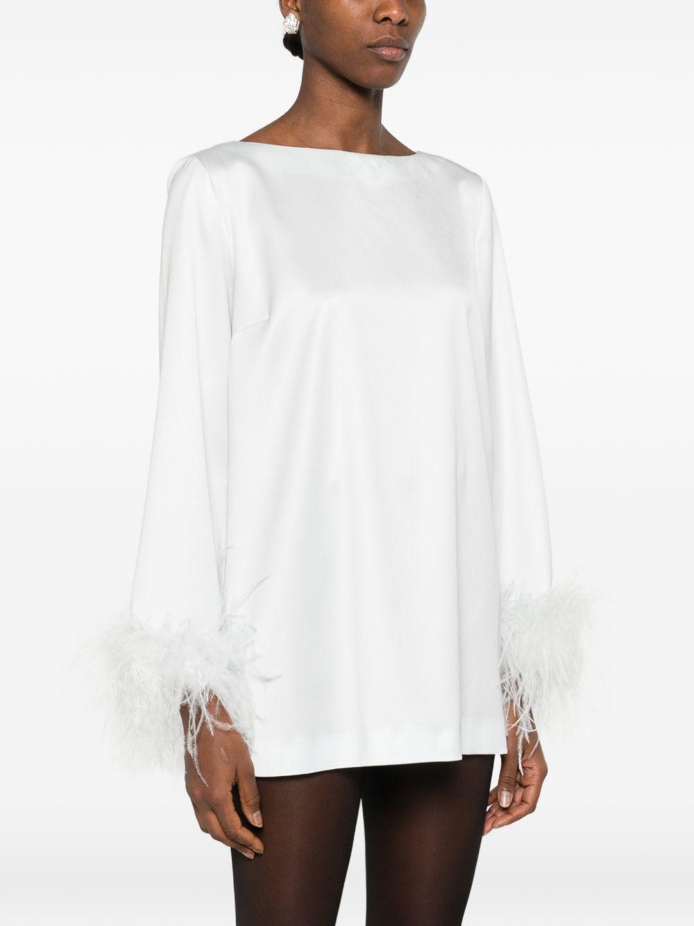 TWINSET Blusa con dettagli in piume verde acqua 