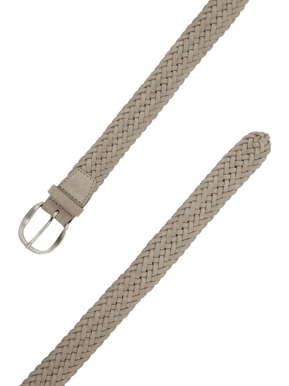 ORCIANI Cintura in pelle intrecciata beige con hardware argento 