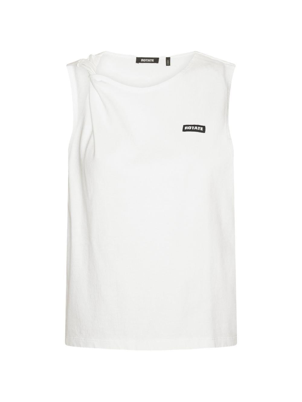 ROTATE T-shirt bianca con nodo e logo 