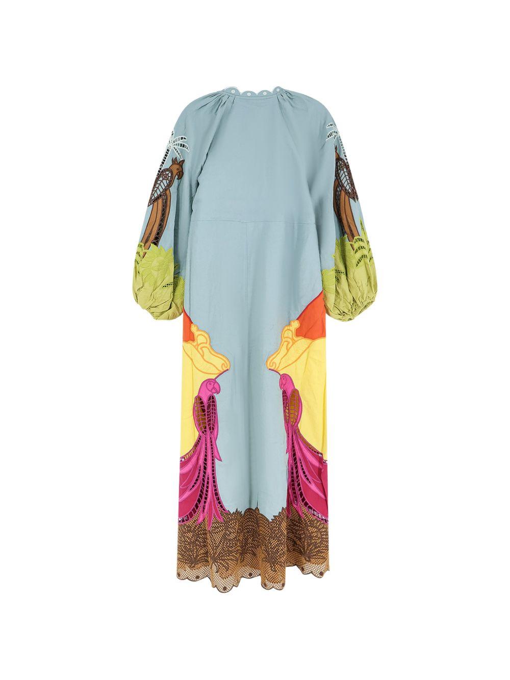 FARM RIO Abito lungo con grafica multicolore e maniche a sbuffo 