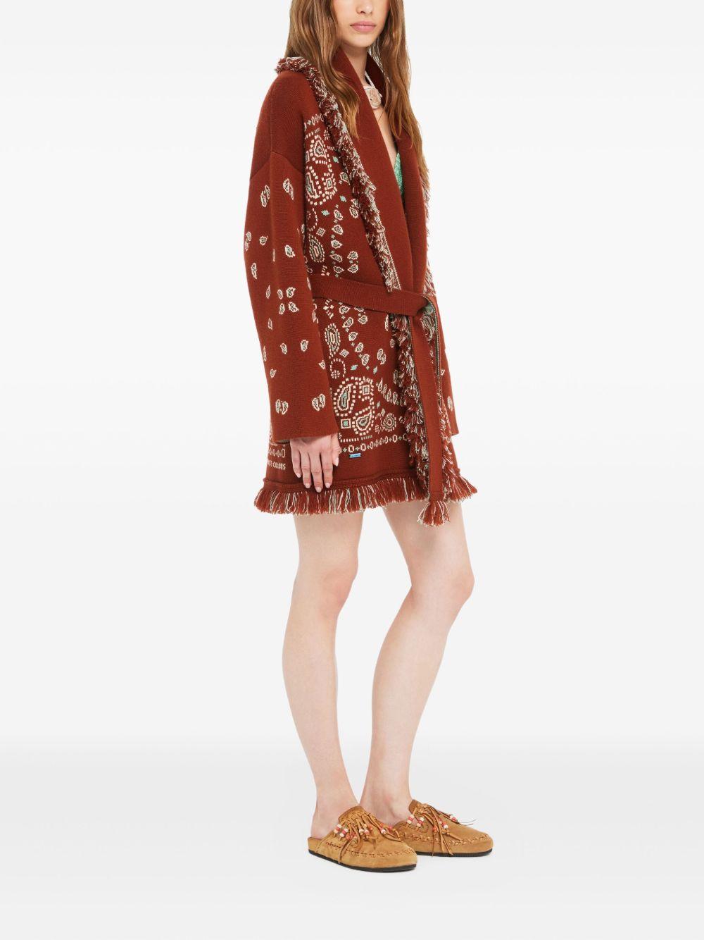 ALANUI Cardigan con cintura in vita a fantasia bandana 