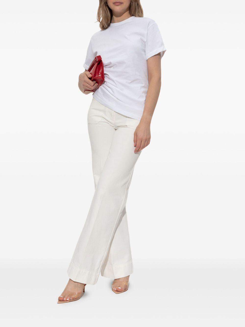 VICTORIA BECKHAM T-shirt asimmetrica in cotone bianco 