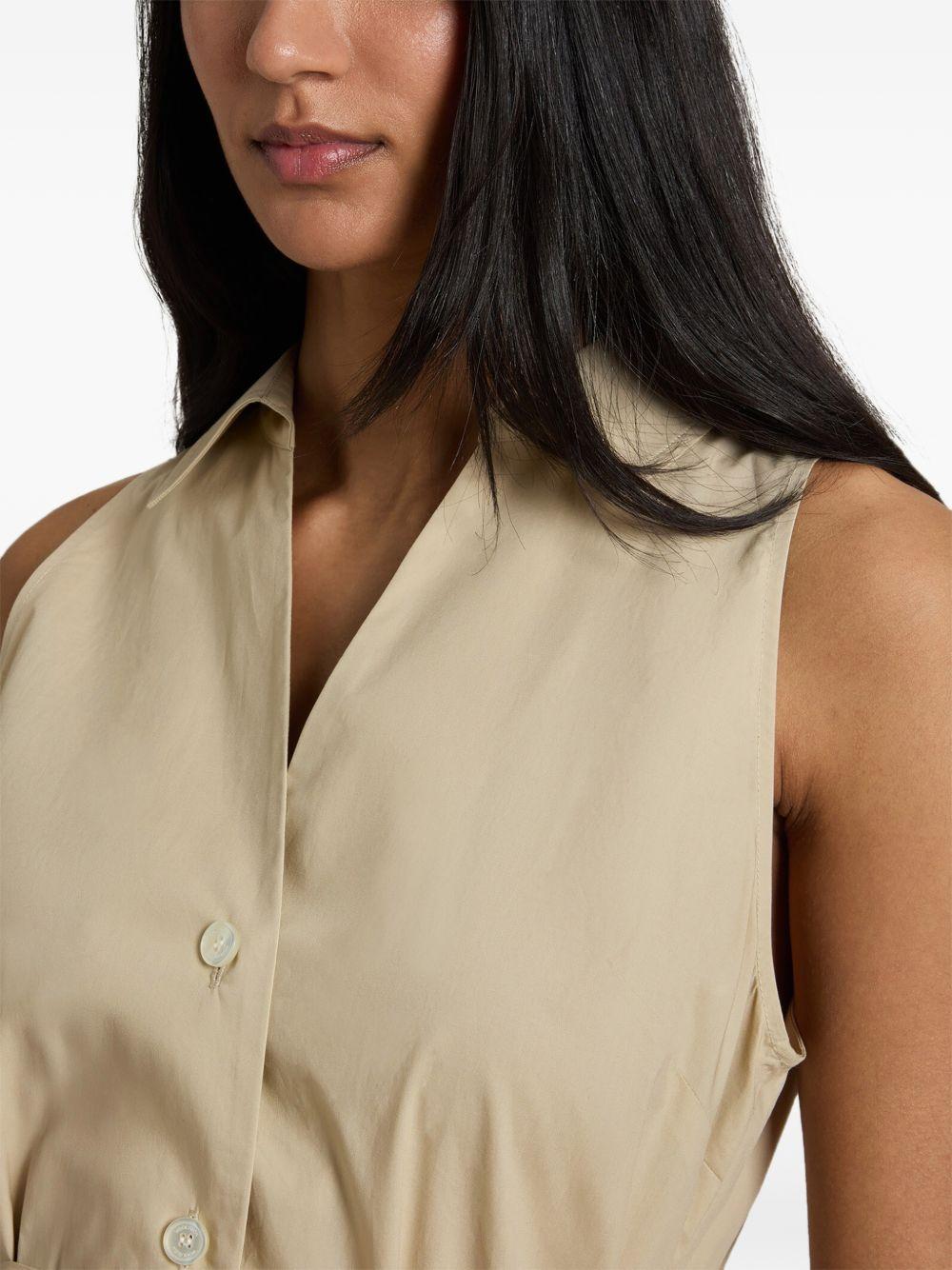 WOOLRICH Abito midi in cotone con scollo a V e cintura 