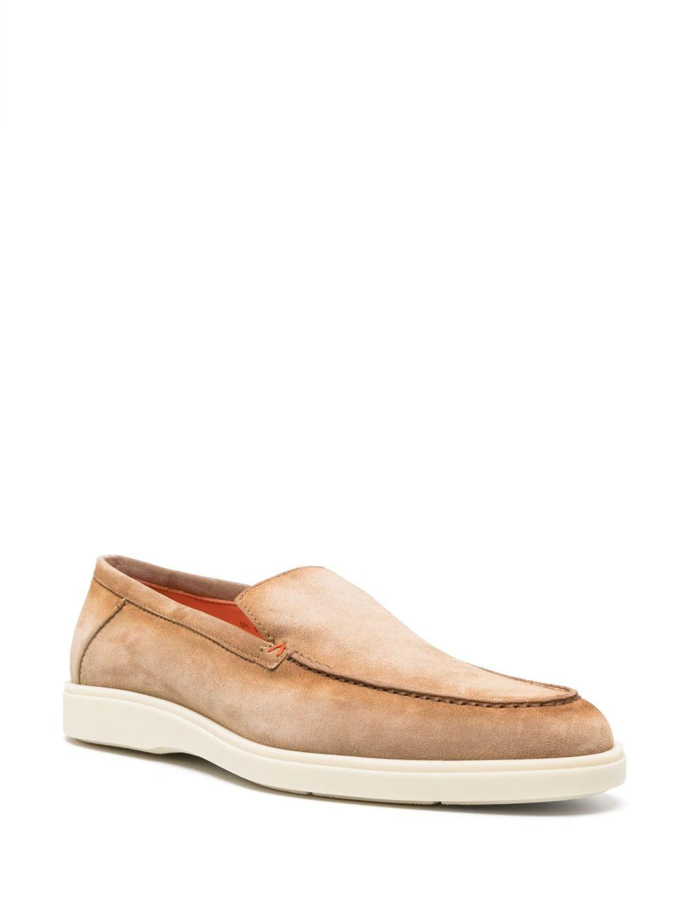 SANTONI Mocassini beige scamosciati 