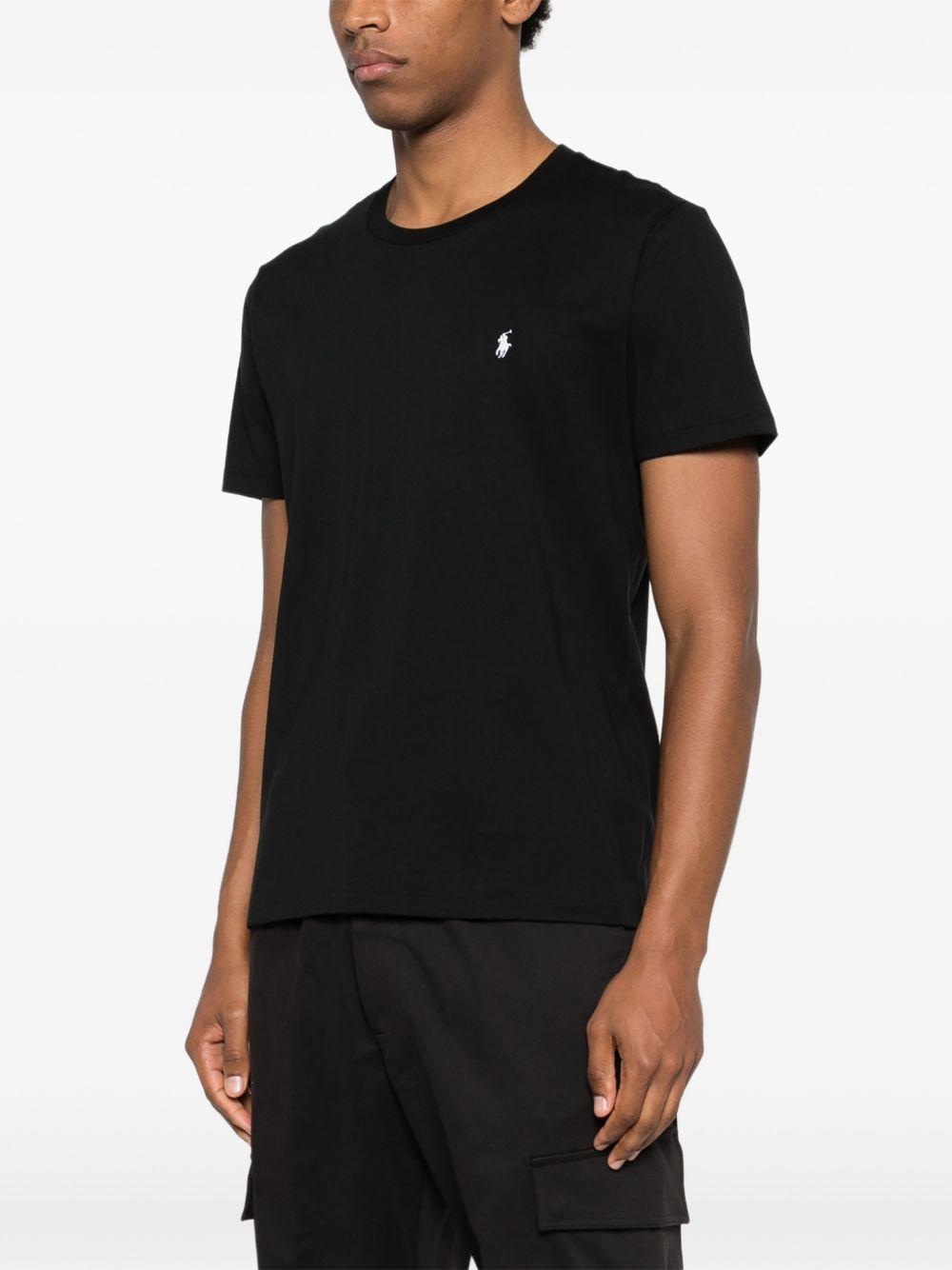 POLO RALPH LAUREN T-shirt nera girocollo con logo ricamato 