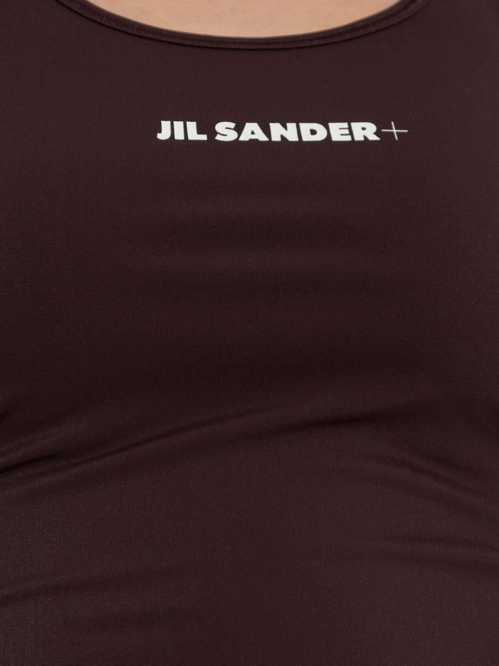 JIL SANDER Canotta sportiva marrone con stampa logo 