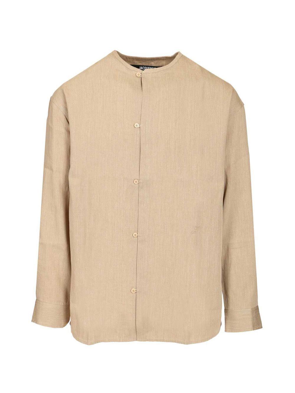 JACQUEMUS Camicia con collo alla coreana e bottoncini 