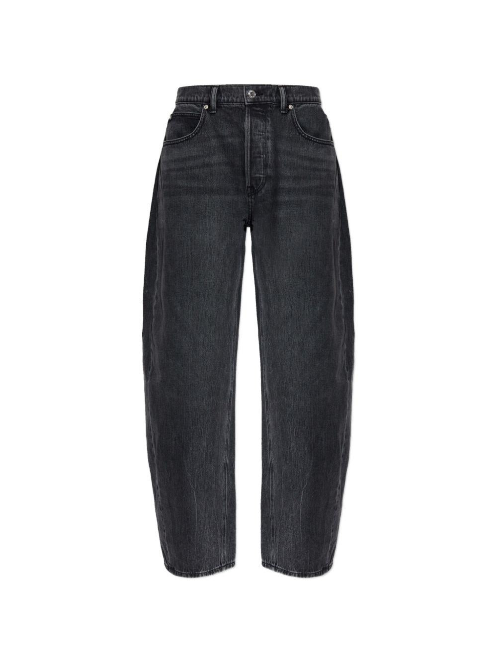 ALEXANDER WANG Jeans antracite con logo in strass 