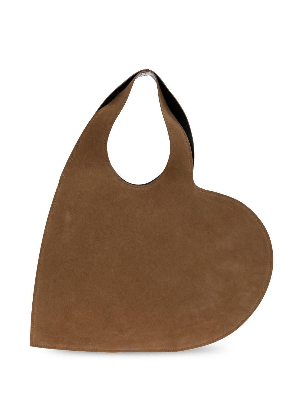 COPERNI Borsa tote Double Heart in pelle suede marrone 