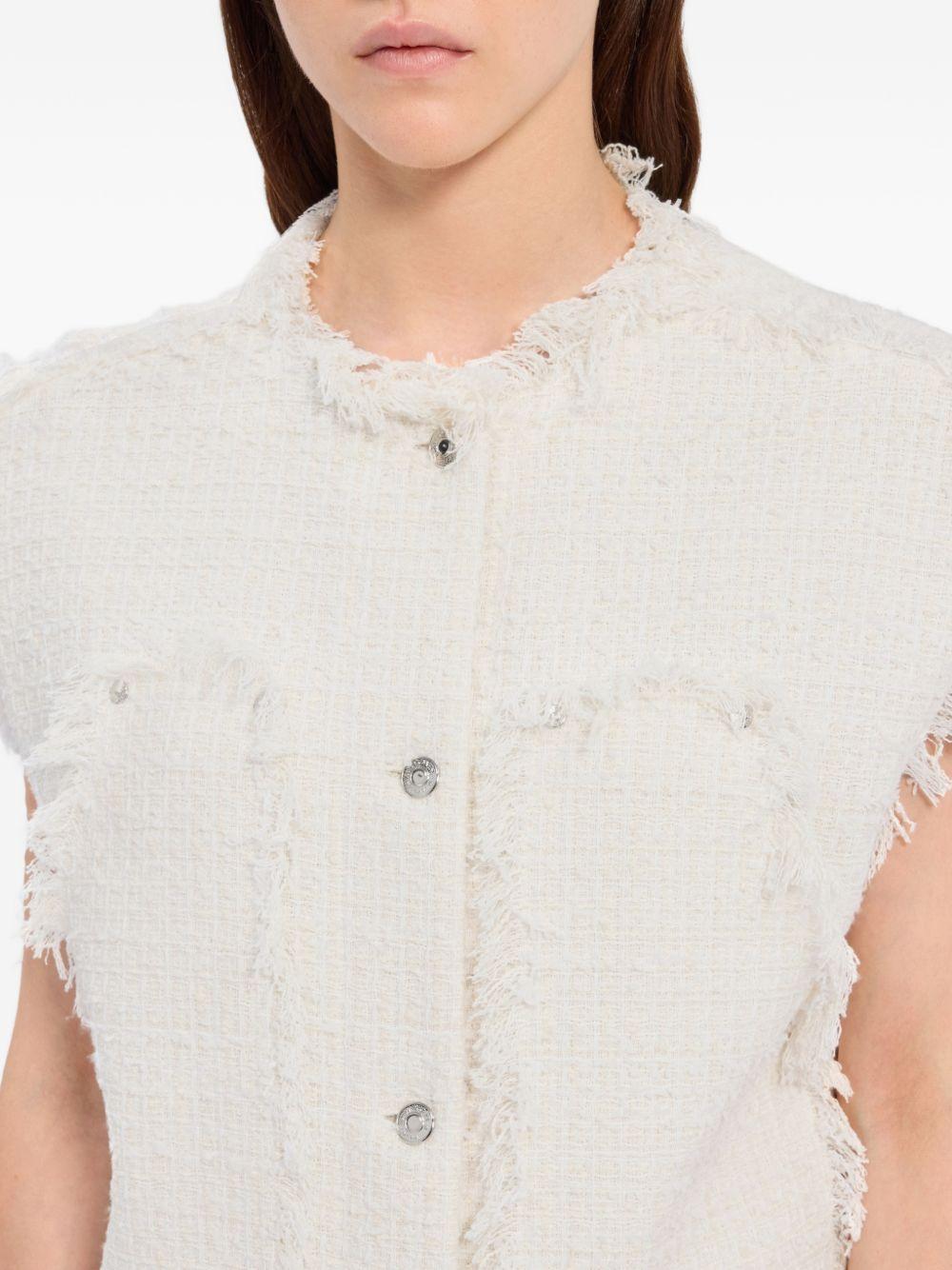 MSGM Gilet senza maniche in cotone bianco con bordo sfrangiato 