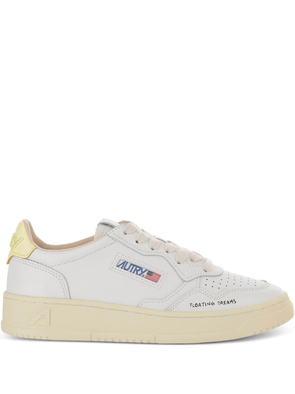 AUTRY Sneakers Medalist in pelle bianco e giallo 