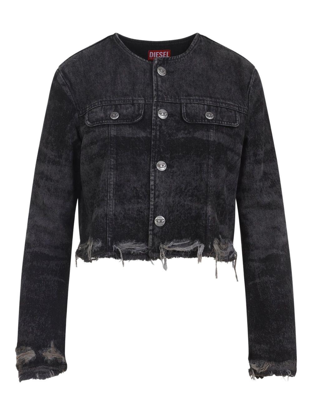 DIESEL Giacca denim con bordi sfrangiati 