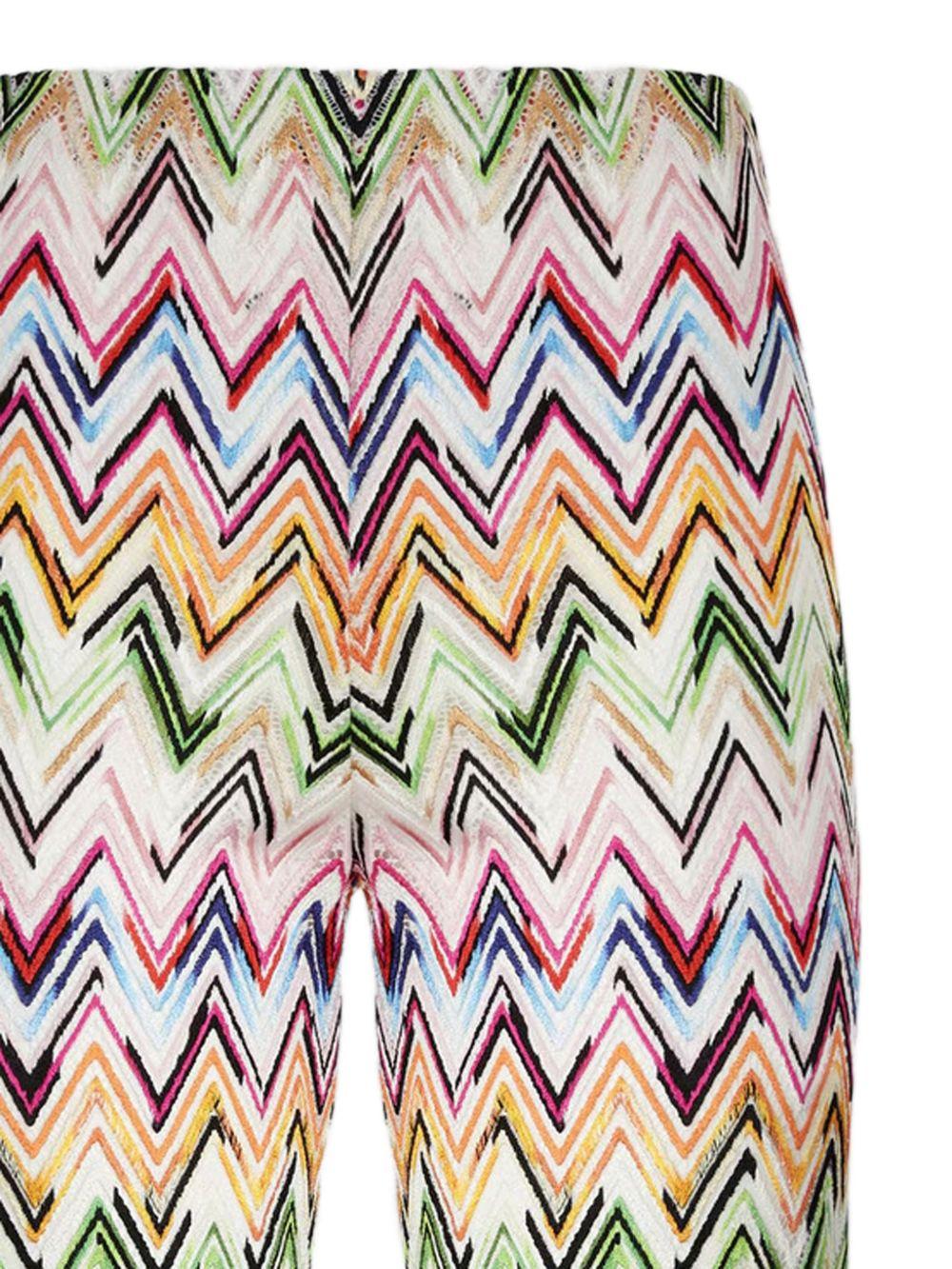 MISSONI Pantaloni rosa/verde/multicolore con motivo chevron 