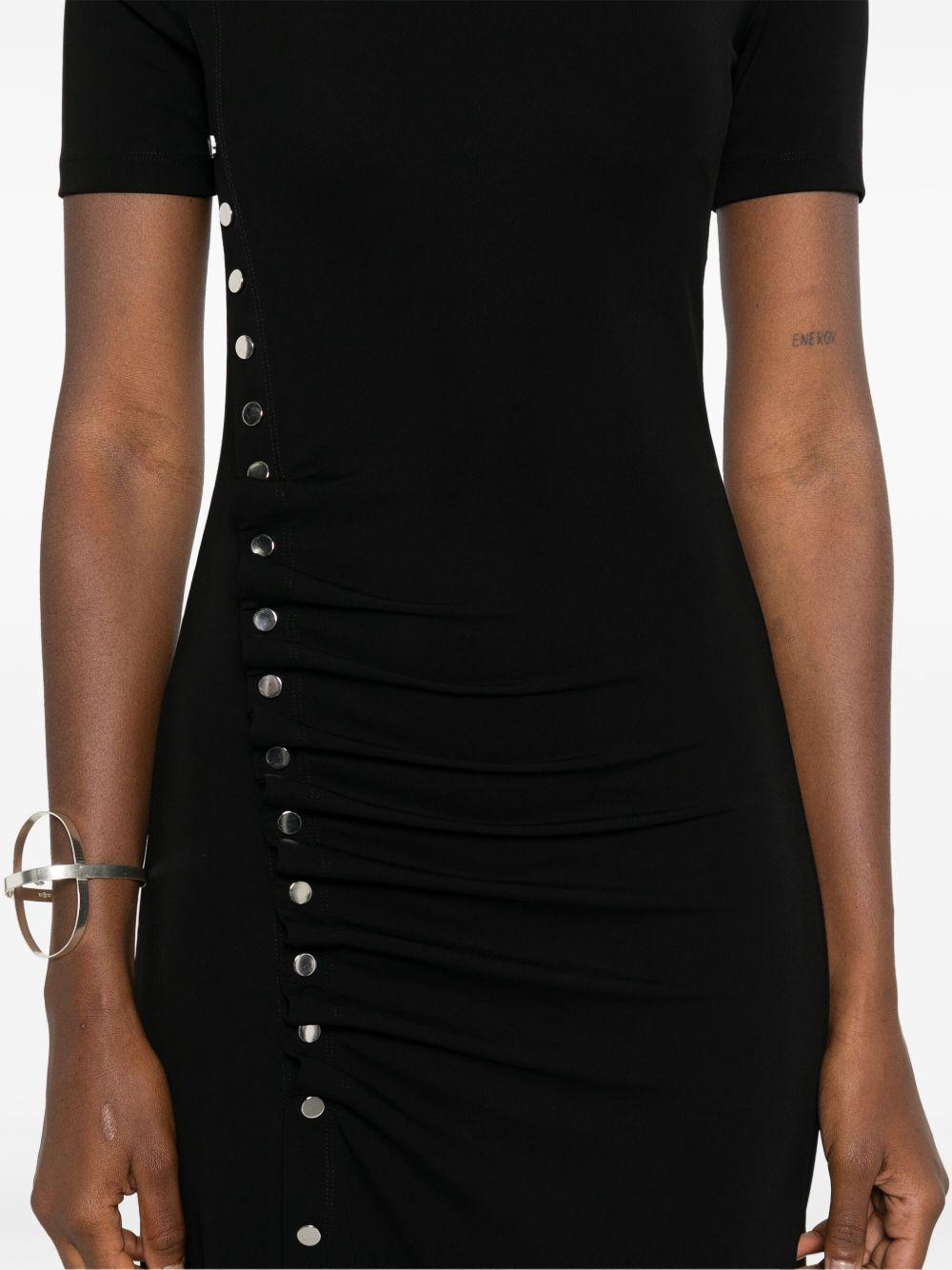 RABANNE Abito midi nero drappeggiato 