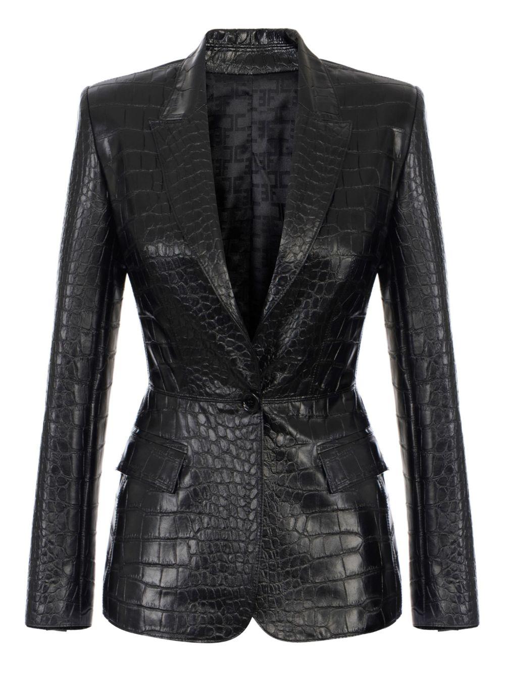 ELISABETTA FRANCHI Blazer nero effetto coccodrillo 
