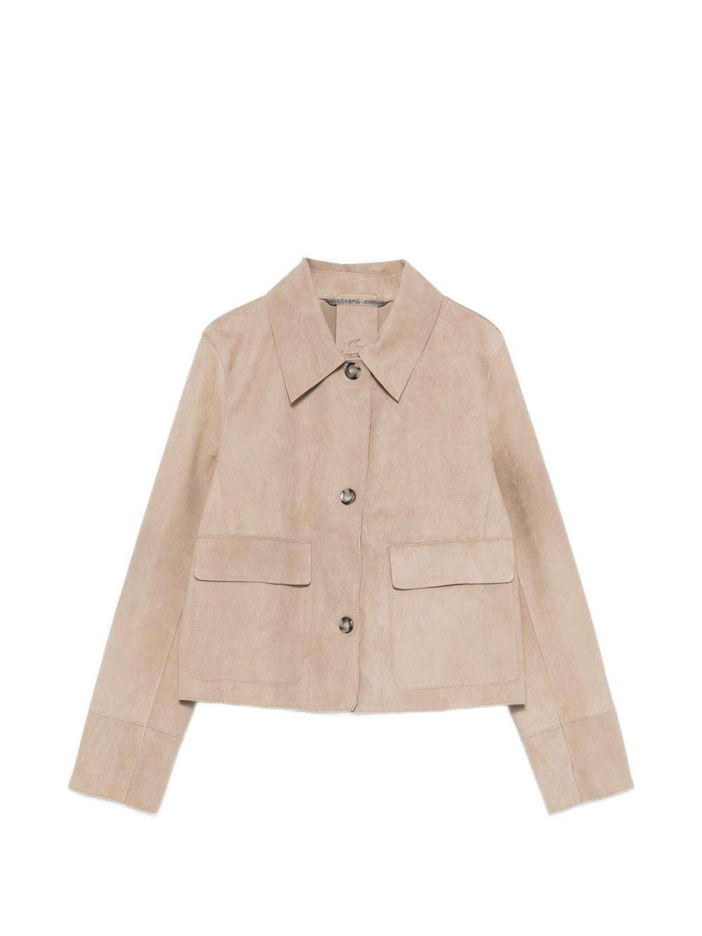 THE JACK AND JACKIE LEATHERS Giacca in pelle scamosciata beige 