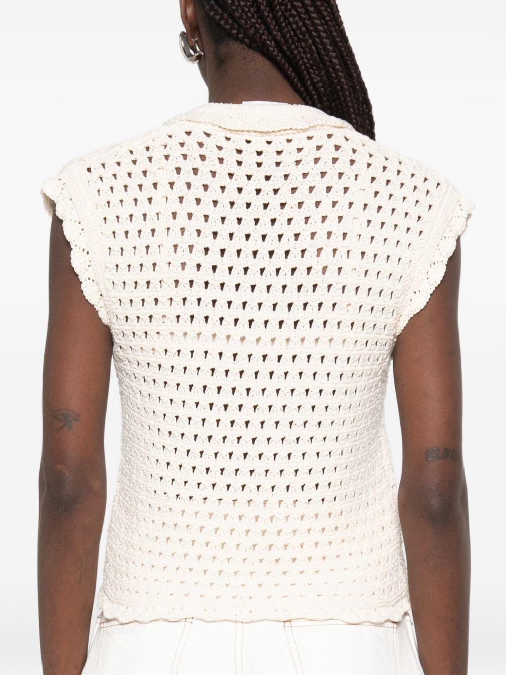 FORTE FORTE Top panna in crochet di cotone 