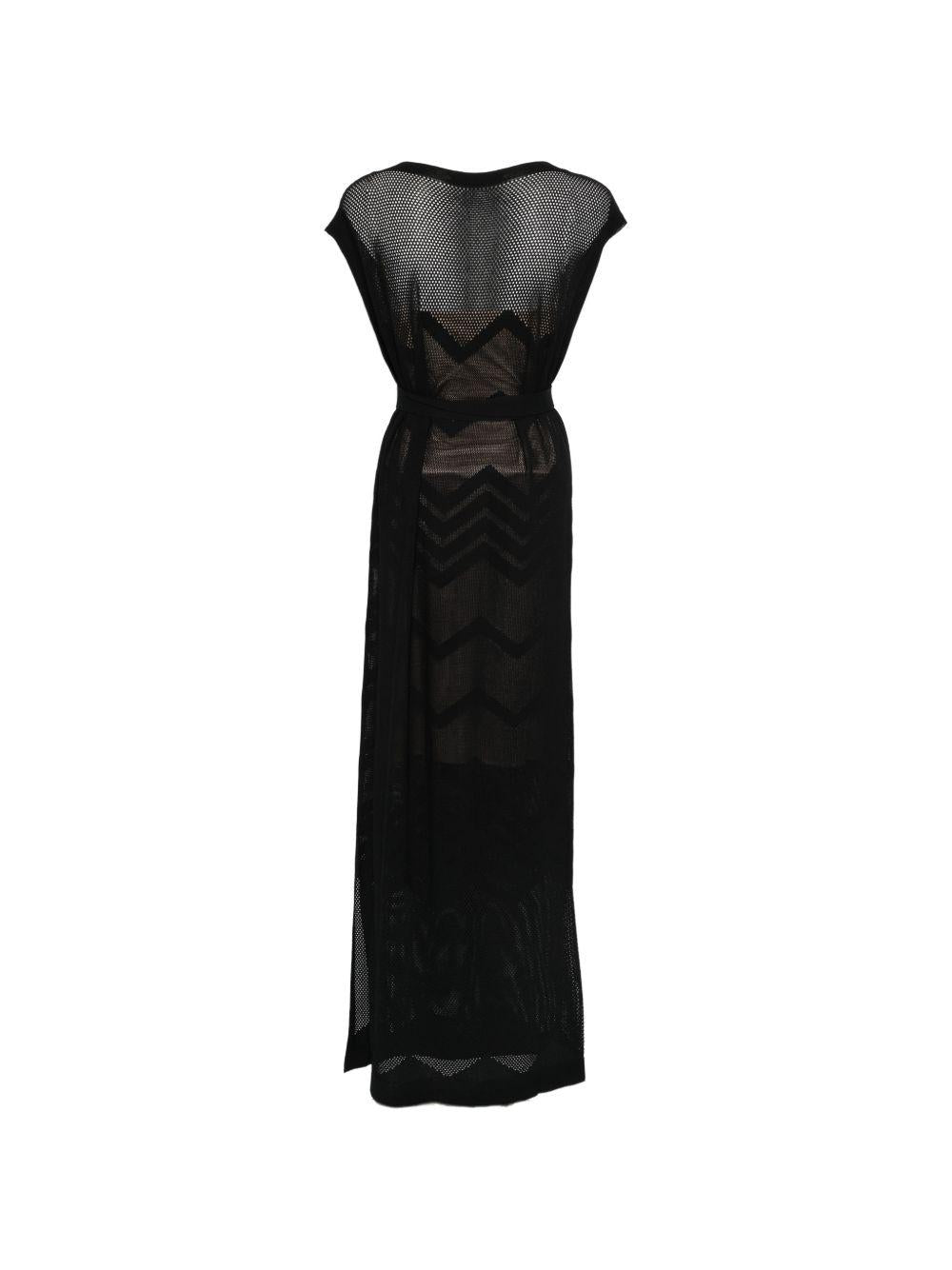D EXTERIOR Abito lungo in maglia nero con cintura 