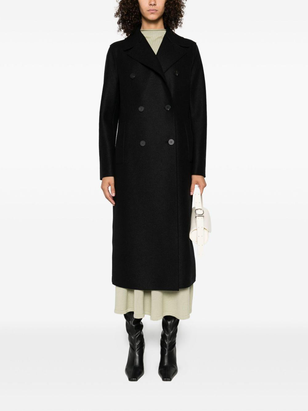 HARRIS WHARF LONDON Cappotto doppiopetto in lana nera 