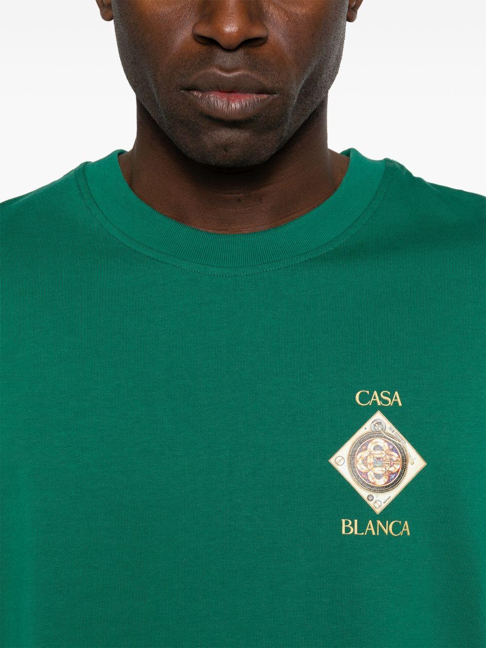 CASABLANCA T-shirt verde con stampa grafica 