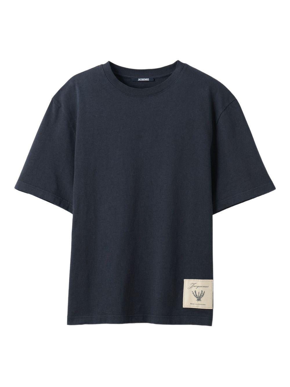 JACQUEMUS T-shirt Torneo blu in cotone con etichetta 