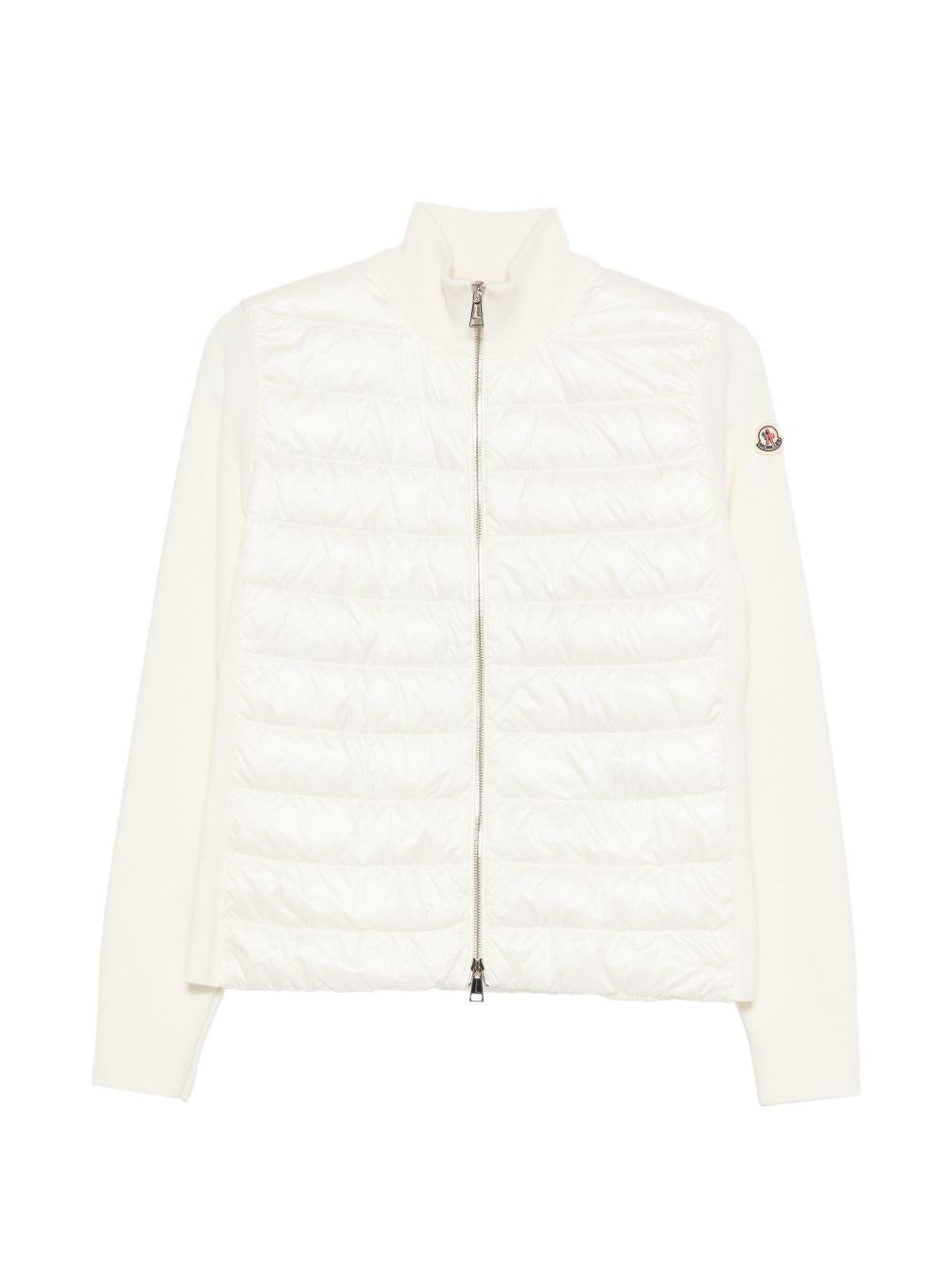 MONCLER Giacca cardigan bianca con inserti 