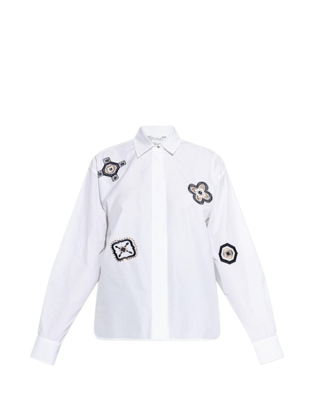 MAX MARA Camicia Shock in cotone bianco con disegni 