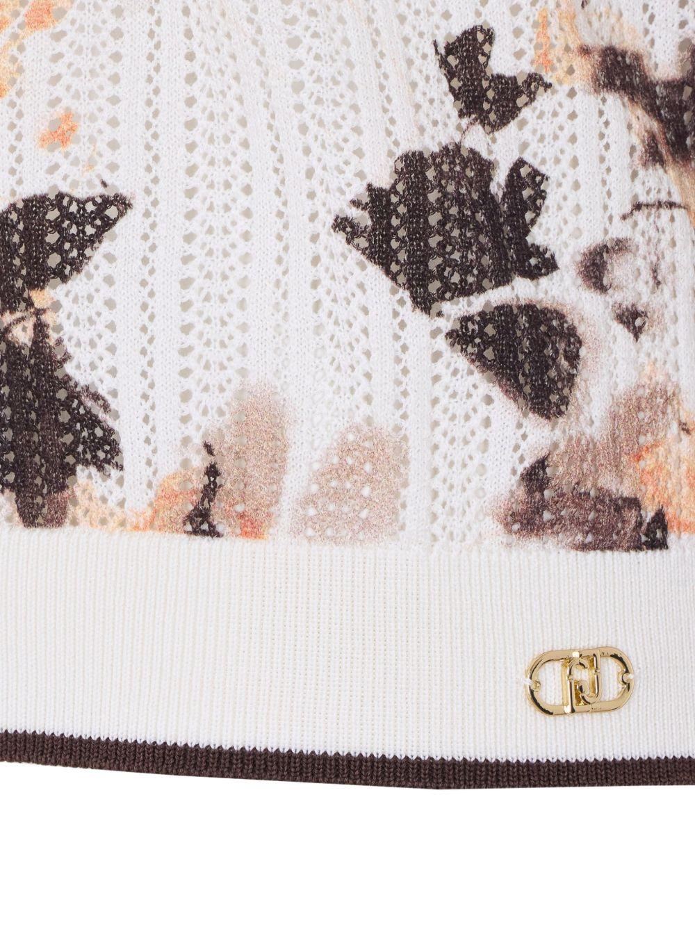 LIUJO T-shirt con scollo a barca multicolore marrone 