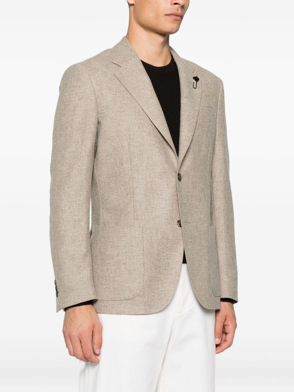 LARDINI Blazer sartoriale monopetto in cashmere e lana beige 