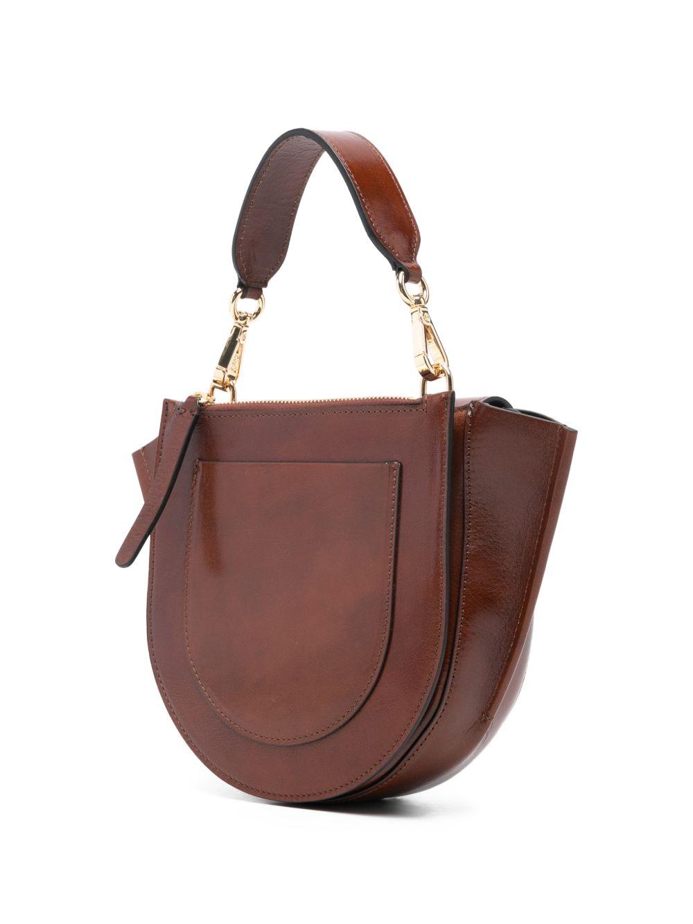 WANDLER Borsa a mano mini Hortansia marrone con tracolla 